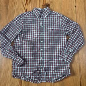 Polo Ralph Lauren red white plaid long sleeve button up boys shirt SIZE L